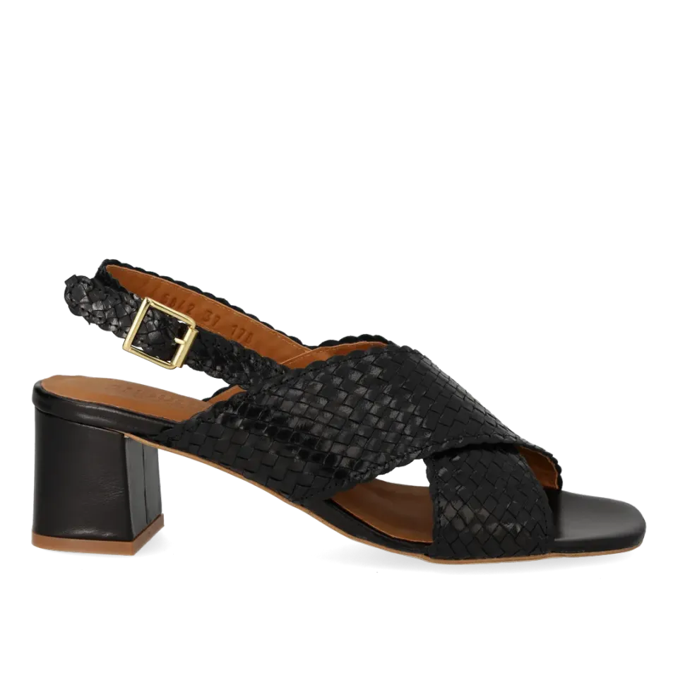 Angulus Høj krydssandal sandal håndflettet læder 6 cm hæl