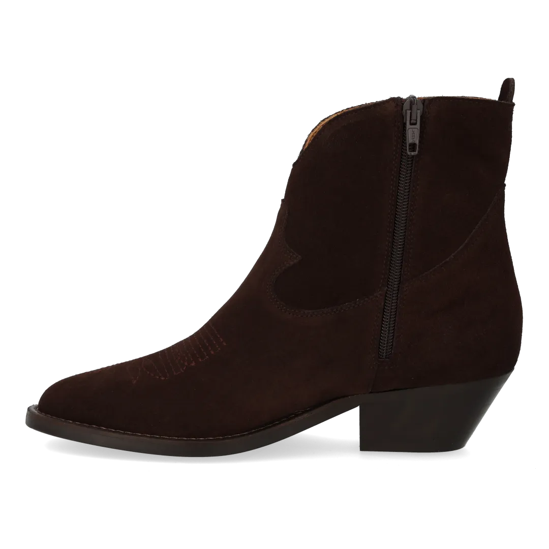 Angulus cowboystøvle dekorative stikninger støvle brun ruskind 4 cm hæl
