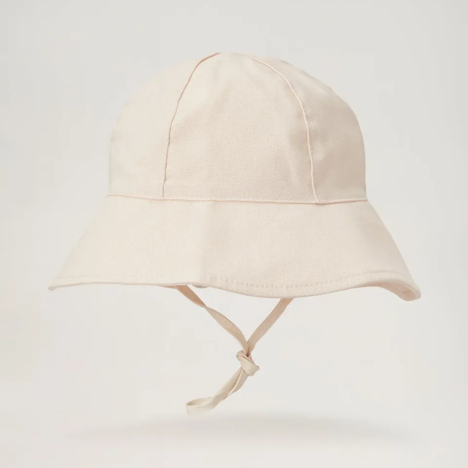BabyMocs Linen Hat solhat Beige 44/46 hør