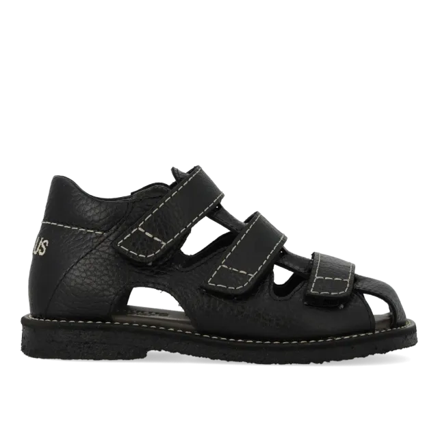 Angulus Sandal velcro rummelig børn sort sål