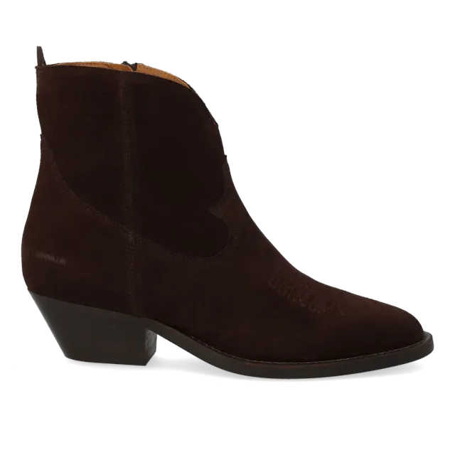 Angulus cowboystøvle dekorative stikninger støvle brun ruskind 4 cm hæl