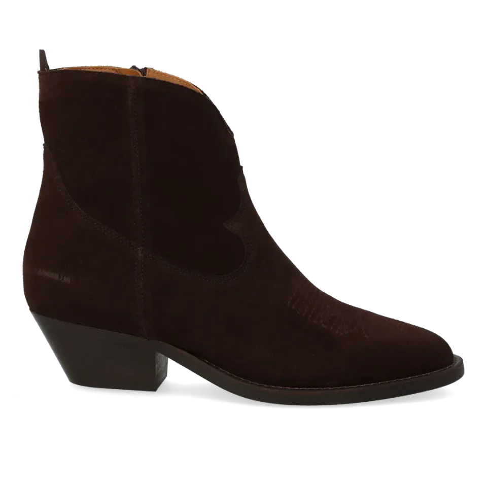 Angulus cowboystøvle dekorative stikninger støvle brun ruskind 4 cm hæl