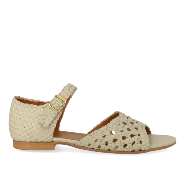 Angulus Håndflettet sandal damesandal læder ankelrem