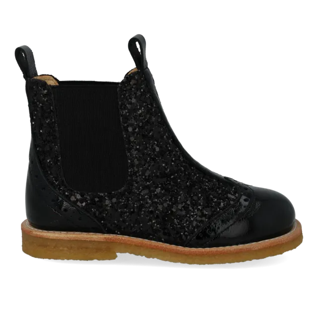 Angulus Chelsea støvle brogue børn glitter elastik