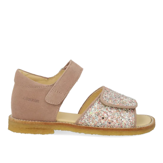 Angulus sandal glitterdetalje åben tå ruskind