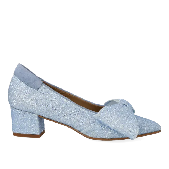 Angulus Sløjfe pump glitter 5 cm blokhæl