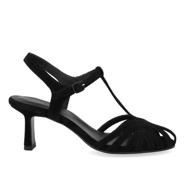 Angulus højhælet sandal organisk frontdetalje 6 cm
