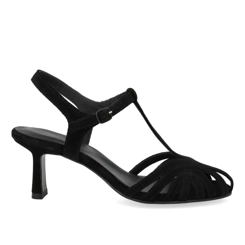 Angulus højhælet sandal organisk frontdetalje 6 cm