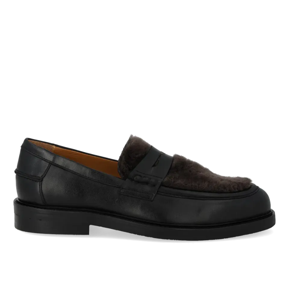 Angulus Penny loafer med blød pelsdetalje loafer