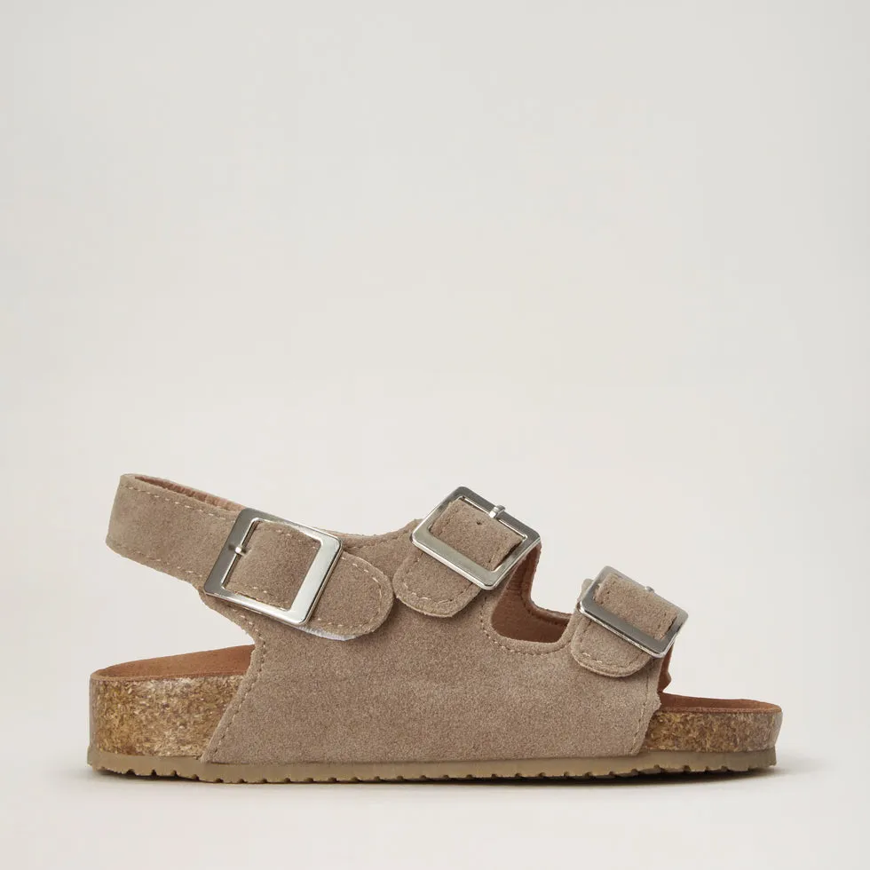 BabyMocs Vacay barfodssandal beige vegansk ruskind