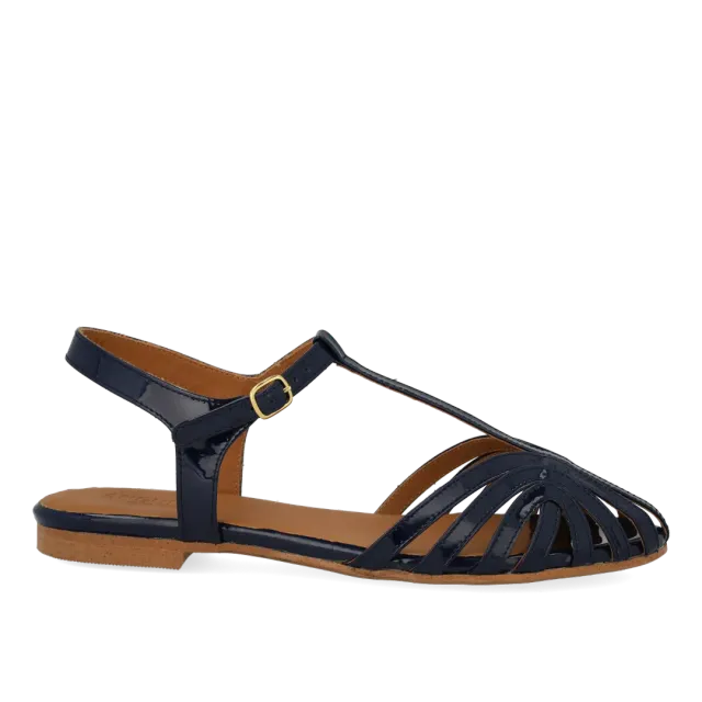 Angulus flad sandal lædersandal T-strap spænde kromfri