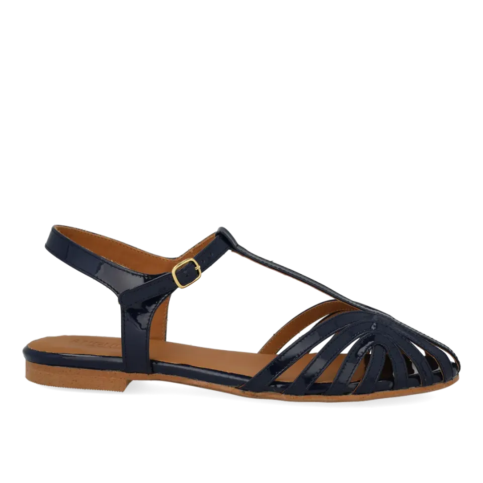 Angulus flad sandal lædersandal T-strap spænde kromfri