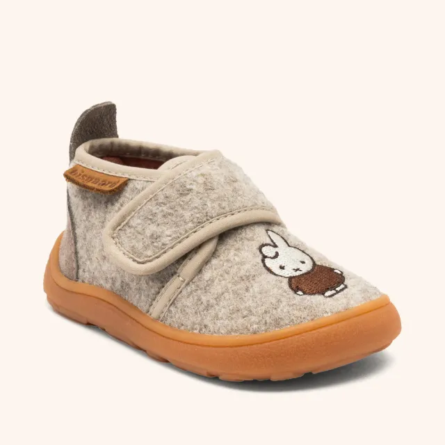 Bisgaard Barefoot Basic Miffy hjemmesko beige uld