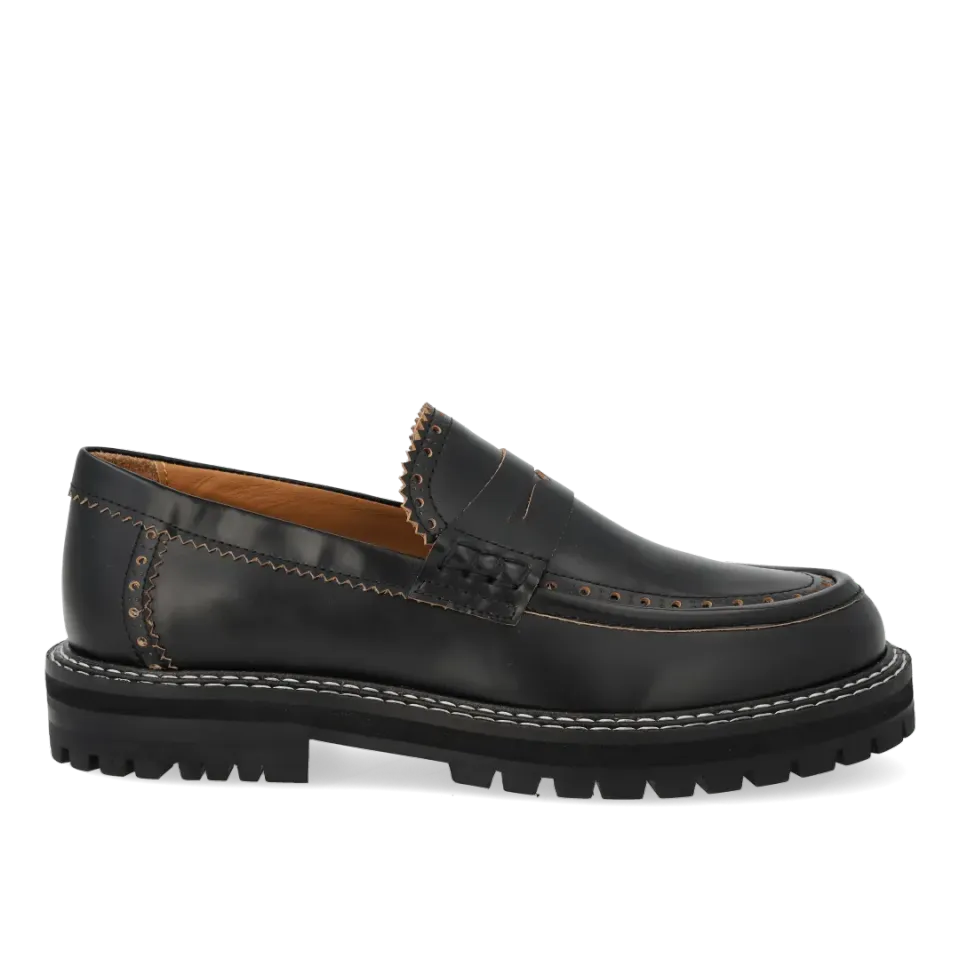 Angulus Chunky Penny loafer skind sort brogue