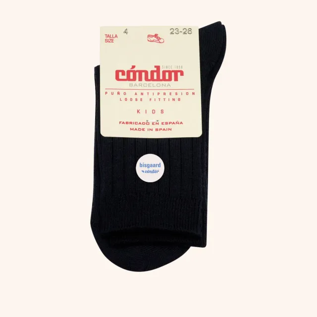 Bisgaard Cóndor Cotton Rib strømper navy bomuld