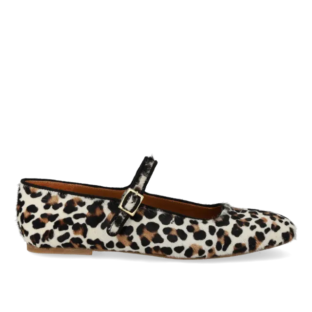 Angulus Mary Jane ballerina pony leopard ballerinasko