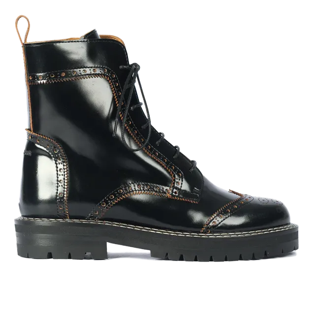 Angulus chunky snørestøvle brogue læder tracksål