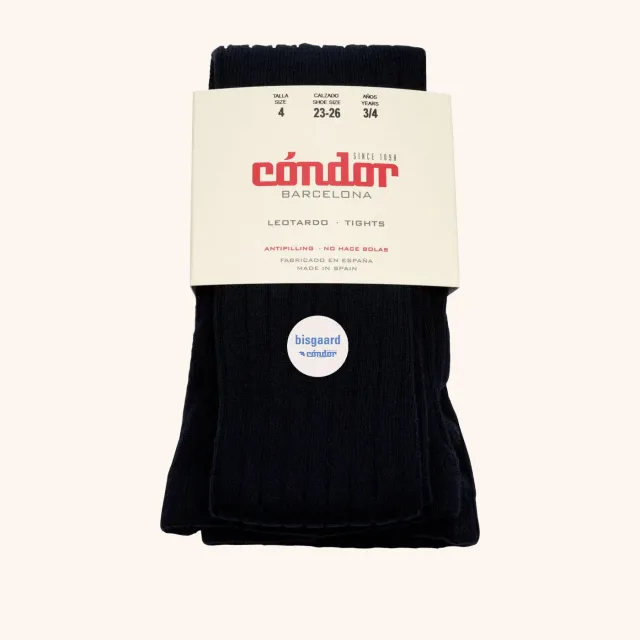 Bisgaard x Cóndor bomuld strømpebukser navy rib