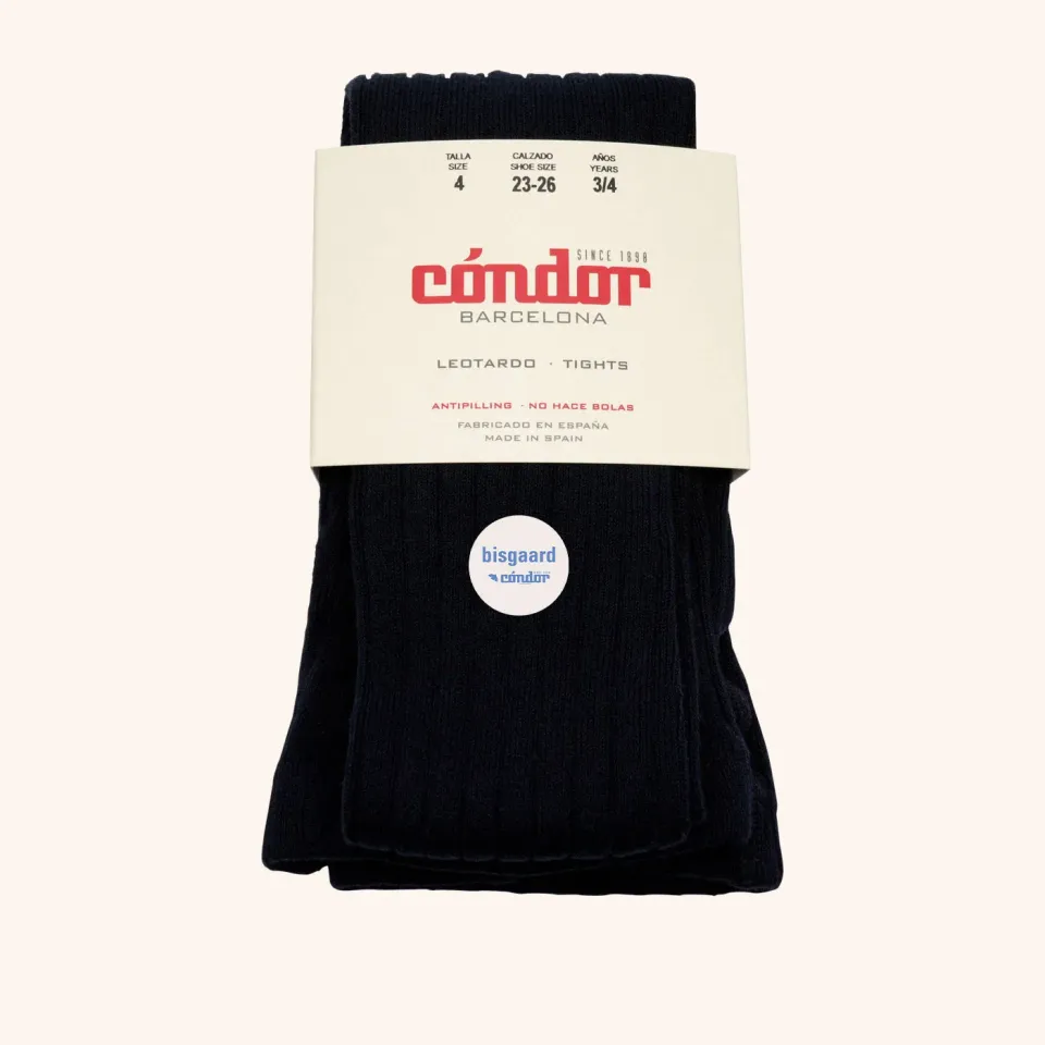 Bisgaard x Cóndor bomuld strømpebukser navy rib