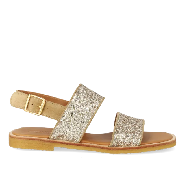 Angulus Glitter sandal i læder med ankelrem