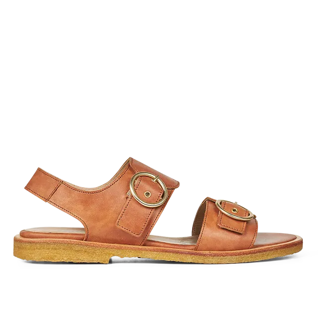 Angulus lædersandal damesandal spænde guld